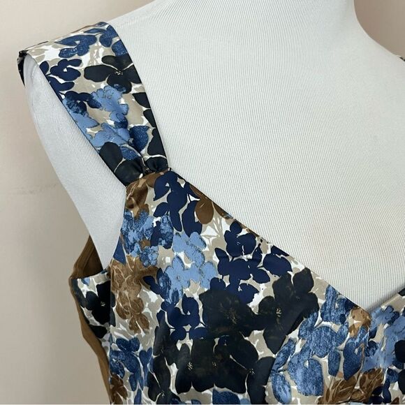 Ann Taylor Factory Brown Floral Satiny Career Tank Blouse L NWT - Picture 4 of 6